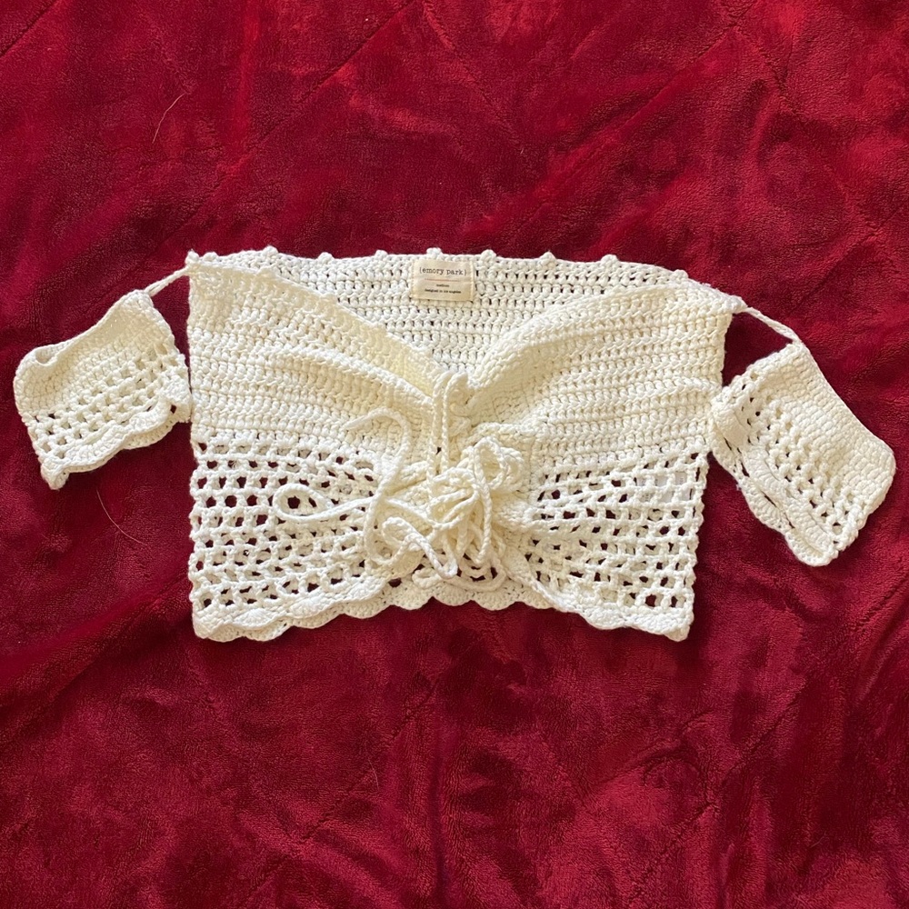 Cream crochet halter top